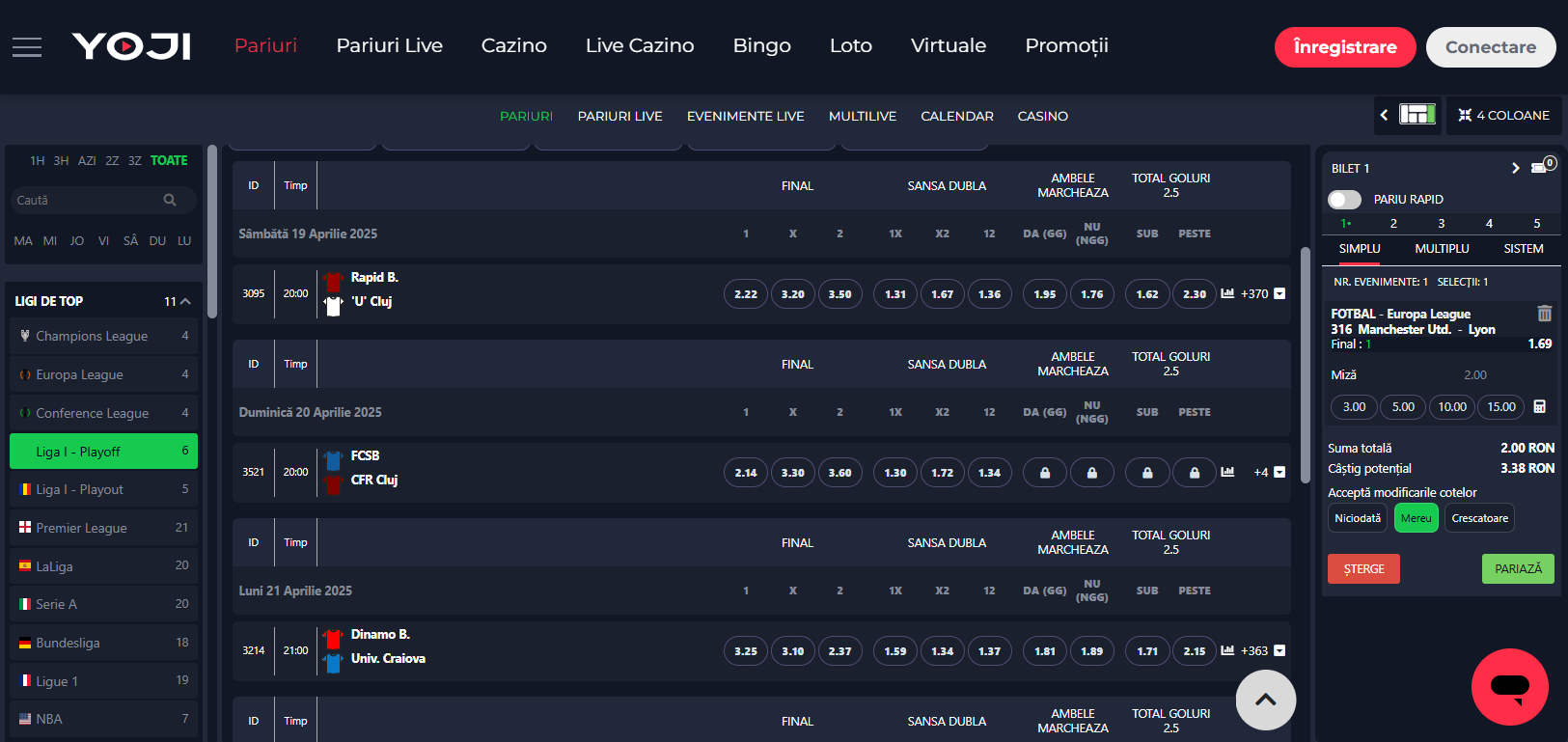 Pagina principală Yoji